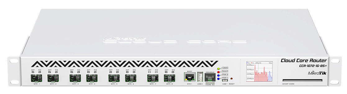 MikroTik - CCR1072-1G-8S+ - High-Performance Gigabit Router w/1 Ports and 8/SFP+ po